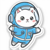 Cute Astronaut Cat Kawaii Sticker (Vorderseite)