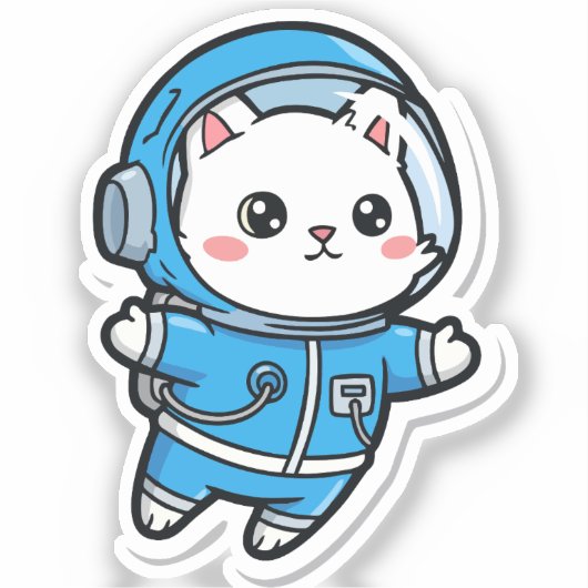 Cute Astronaut Cat Kawaii Sticker (Vorderseite)