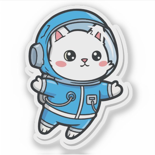 Cute Astronaut Cat Kawaii Sticker (Vorderseite)