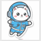 Cute Astronaut Cat Kawaii Sticker 14x14 (Blatt)
