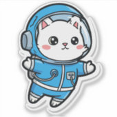 Cute Astronaut Cat Kawaii Sticker 4x4 (Vorderseite)
