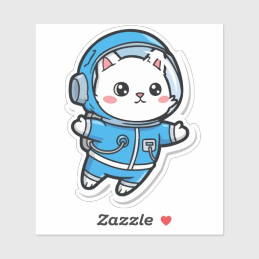Cute Astronaut Cat Kawaii Sticker 4x4 (Blatt)