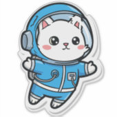 Cute Astronaut Cat Kawaii Sticker 8x8 (Vorderseite)