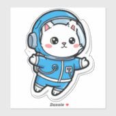 Cute Astronaut Cat Kawaii Sticker 8x8 (Blatt)