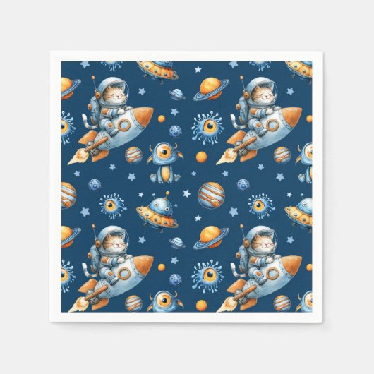 Cute Astronaut Cat Outer Space Galaxy Pattern  Serviette (Vorderseite)