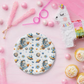 Cute Astronaut Cat Outer Space Pattern Galaxy Pappteller (Party)