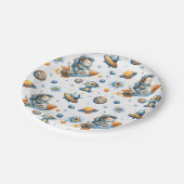 Cute Astronaut Cat Outer Space Pattern Galaxy Pappteller (Schrägansicht)