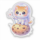 Cute Astronaut Cat Vinyl Sticker (Vorderseite)