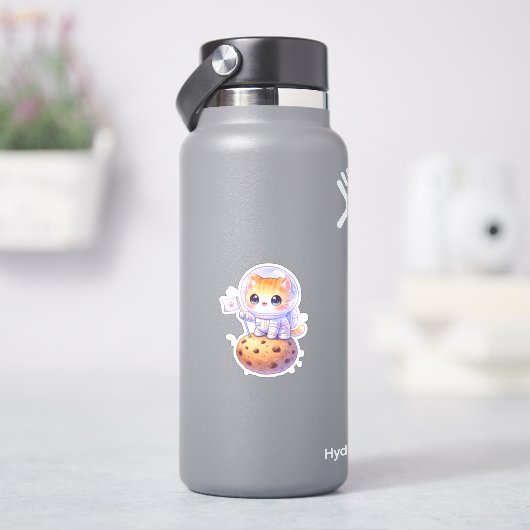 Cute Astronaut Cat Vinyl Sticker (HydroFlask)