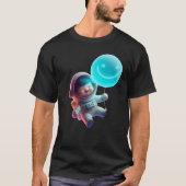 Cute Astronaut Floating in Galaxy - Neon Space AI T-Shirt (Vorderseite)