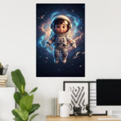 Cute Astronaut Kid | Space Adventure Art Poster (Heimbüro)