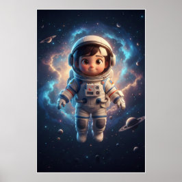 Cute Astronaut Kid | Space Adventure Art Poster