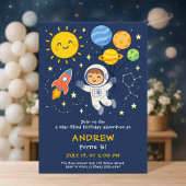 Cute Astronaut Kids Birthday Card Einladung