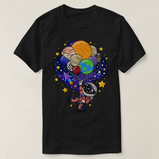 Cute Astronaut Planet Balloon Design T-Shirt (Design vorne)