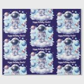 cute astronaut space Birthday Wrapping Paper Geschenkpapier (Flach)