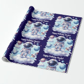 cute astronaut space Birthday Wrapping Paper Geschenkpapier (Ungerollt)