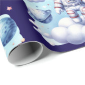 cute astronaut space Birthday Wrapping Paper Geschenkpapier (Rolleneckpunkt)