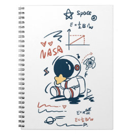 Cute Astronaut Space Cartoon Spiral Notebook Notizblock