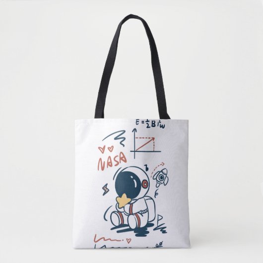 Cute Astronaut Space Cartoon Tote Bag Tasche (Vorderseite)