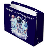 cute astronaut space Gift Bag Große Geschenktüte (Rückseite Schrägansicht)