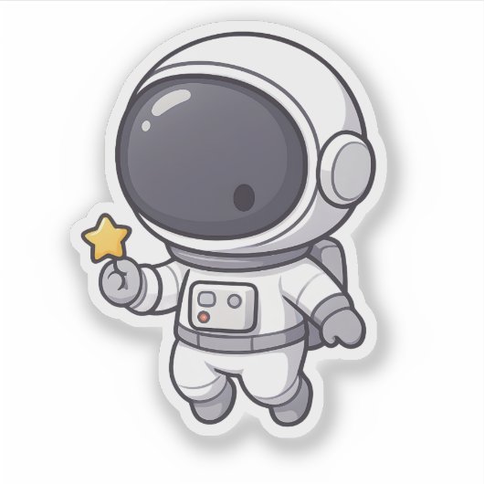 Cute Astronaut Sticker | Kawaii Space Character (Vorderseite)