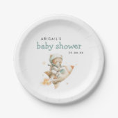 Cute Astronaut Teddy Bear Baby Shower Pappteller (Vorderseite)