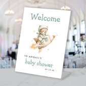 Cute Astronaut Teddy Bear Baby Shower Welcome Sockelschild