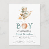 Cute Astronaut Teddy Bear Boy Baby Shower Invite Postkarte (Vorderseite)