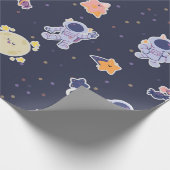Cute Astronauts and Stars Space Geschenkpapier (Ecke)