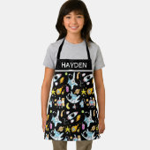 Cute Astronauts in Space Doodles Kids Personalised Schürze (Insitu)