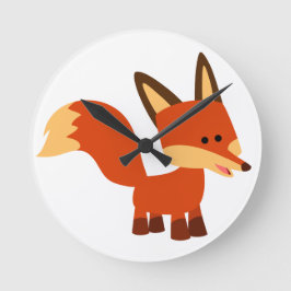 Cute Astute Cartoon Fox Wall Clock Runde Wanduhr