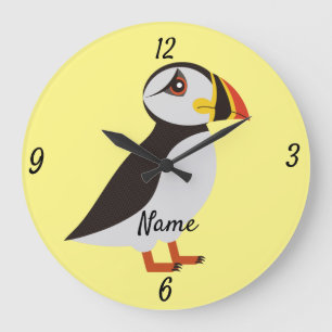 Cute Atlantic puffin design Thunder_Cove Große Wanduhr