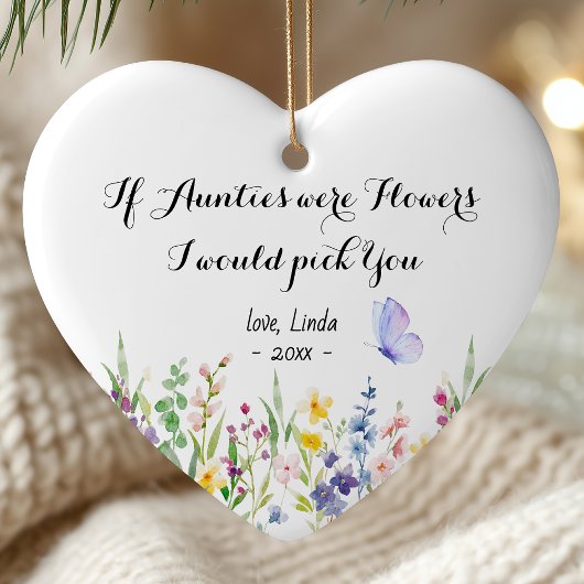 Cute auntie personalized keepsake floral keramik ornament