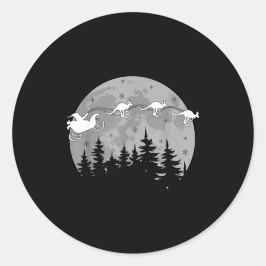 Cute Australia Kangaroo Santa Sleigh Aussie Christ Runder Aufkleber (Vorderseite)