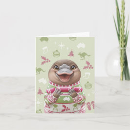 Cute Australian Animal Christmas Card - Platypus Feiertagskarte
