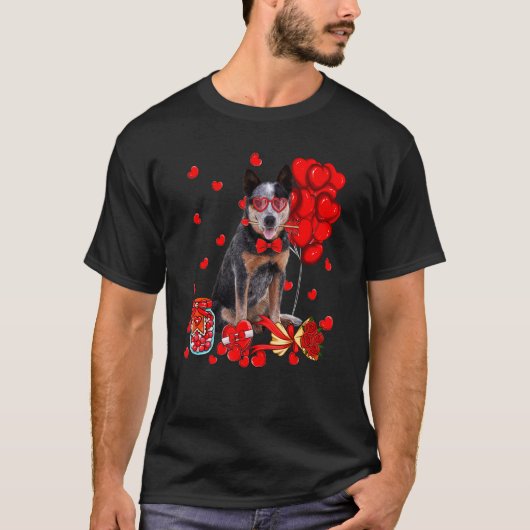 Cute Australian Cattle Dog Heart Valentine's Day D T-Shirt (Vorderseite)