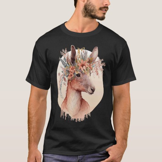 Cute Australian Kangaroo Flower Crown Animal T-Shirt (Vorderseite)