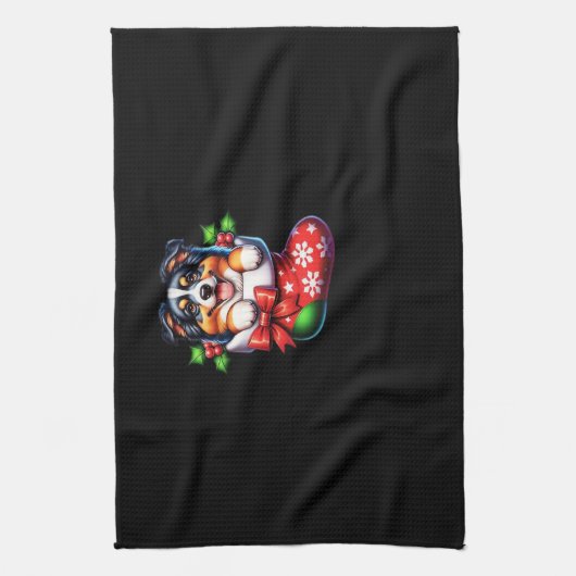 Cute Australian Shepherd Christmas Stocking Classi Geschirrtuch (Vertikal)