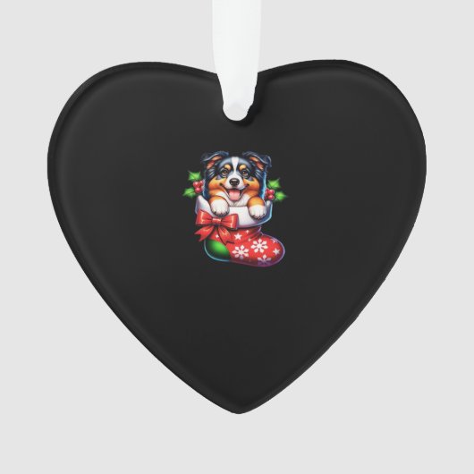 Cute Australian Shepherd Christmas Stocking Classi Ornament (Vorderseite)
