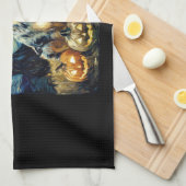 Cute Australian Shepherd Dog Halloween Jack O Lant Geschirrtuch (Viertel Falte)