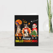 Cute Australian Shepherd Happy Hallothanksmas Xmas Karte (Vorderseite)