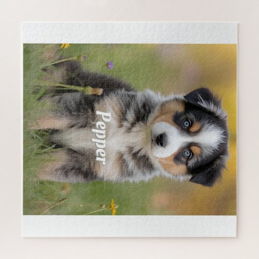 Cute Australian Shepherd Personalized Puzzle (Horizontal)