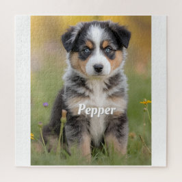 Cute Australian Shepherd Personalized Puzzle