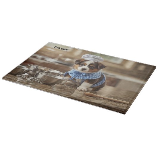 Cute Australian Shepherd Personalized Schneidebrett (Ecke)