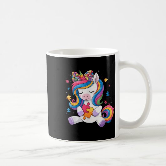 Cute Autism Awareness Toddler Girl Bow Unicorn Puz Kaffeetasse (Rechts)