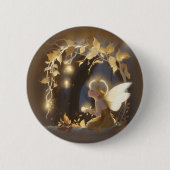 Cute Autumn Fairy with Glowing Flowers Button (Vorderseite)