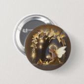 Cute Autumn Fairy with Glowing Flowers Button (Vorne & Hinten)