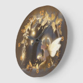 Cute Autumn Fairy with Glowing Flowers Große Wanduhr (Winkel)