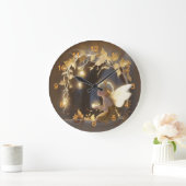 Cute Autumn Fairy with Glowing Flowers Große Wanduhr (Zuhause)