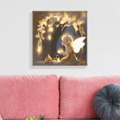 Cute Autumn Fairy with Glowing Flowers Leinwanddruck (Insitu (Wohnzimmer))